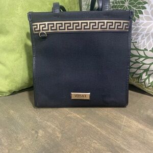 Versace Black Fabric with Gold Logo